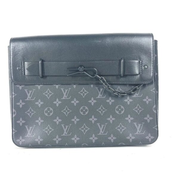 LOUIS VUITTON M80107 MonogramEclipse Pochette Steamer Bag Pouch Flap Clutch bag - Picture 1 of 10